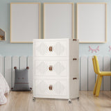 Maxbell Foldable Storage Cabinet Stackable Storage Bins for Bedroom Office Apartment 3 Tier