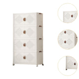 Maxbell Foldable Storage Cabinet Stackable Storage Bins for Bedroom Office Apartment 4 Tier