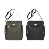 Maxbell Men's Shoulder Bag with Zipper Portable Adjustable Strap for Biking Shopping Black