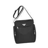 Maxbell Men's Shoulder Bag with Zipper Portable Adjustable Strap for Biking Shopping Black