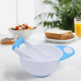 Maxbell Grinding Bowl Rice Practical Cereal Home Sturdy with Ladle Baby Feeding Bowl Blue White