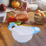 Maxbell Grinding Bowl Rice Practical Cereal Home Sturdy with Ladle Baby Feeding Bowl Blue White