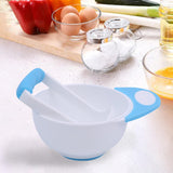 Maxbell Grinding Bowl Rice Practical Cereal Home Sturdy with Ladle Baby Feeding Bowl Blue White