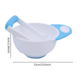 Maxbell Grinding Bowl Rice Practical Cereal Home Sturdy with Ladle Baby Feeding Bowl Blue White