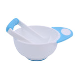 Maxbell Grinding Bowl Rice Practical Cereal Home Sturdy with Ladle Baby Feeding Bowl Blue White