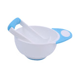 Maxbell Grinding Bowl Rice Practical Cereal Home Sturdy with Ladle Baby Feeding Bowl Blue White