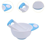 Maxbell Grinding Bowl Rice Practical Cereal Home Sturdy with Ladle Baby Feeding Bowl Blue White