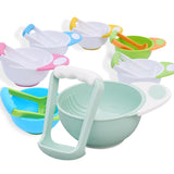 Maxbell Grinding Bowl Rice Practical Cereal Home Sturdy with Ladle Baby Feeding Bowl Blue White