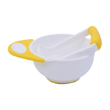 Maxbell Grinding Bowl Rice Practical Cereal Home Sturdy with Ladle Baby Feeding Bowl Yellow White