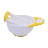 Maxbell Grinding Bowl Rice Practical Cereal Home Sturdy with Ladle Baby Feeding Bowl Yellow White