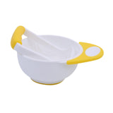 Maxbell Grinding Bowl Rice Practical Cereal Home Sturdy with Ladle Baby Feeding Bowl Yellow White