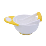 Maxbell Grinding Bowl Rice Practical Cereal Home Sturdy with Ladle Baby Feeding Bowl Yellow White