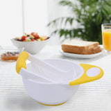 Maxbell Grinding Bowl Rice Practical Cereal Home Sturdy with Ladle Baby Feeding Bowl Yellow White