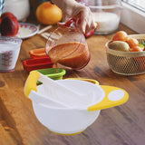 Maxbell Grinding Bowl Rice Practical Cereal Home Sturdy with Ladle Baby Feeding Bowl Yellow White