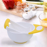 Maxbell Grinding Bowl Rice Practical Cereal Home Sturdy with Ladle Baby Feeding Bowl Yellow White