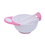 Maxbell Grinding Bowl Rice Practical Cereal Home Sturdy with Ladle Baby Feeding Bowl Pink White