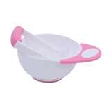 Maxbell Grinding Bowl Rice Practical Cereal Home Sturdy with Ladle Baby Feeding Bowl Pink White