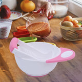 Maxbell Grinding Bowl Rice Practical Cereal Home Sturdy with Ladle Baby Feeding Bowl Pink White