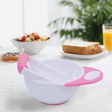 Maxbell Grinding Bowl Rice Practical Cereal Home Sturdy with Ladle Baby Feeding Bowl Pink White