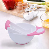 Maxbell Grinding Bowl Rice Practical Cereal Home Sturdy with Ladle Baby Feeding Bowl Pink White