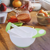 Maxbell Grinding Bowl Rice Practical Cereal Home Sturdy with Ladle Baby Feeding Bowl Green White