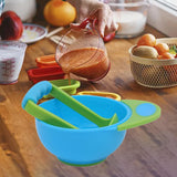 Maxbell Grinding Bowl Rice Practical Cereal Home Sturdy with Ladle Baby Feeding Bowl Blue Green