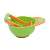 Maxbell Grinding Bowl Rice Practical Cereal Home Sturdy with Ladle Baby Feeding Bowl Green Orange