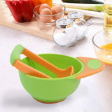 Maxbell Grinding Bowl Rice Practical Cereal Home Sturdy with Ladle Baby Feeding Bowl Green Orange