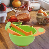 Maxbell Grinding Bowl Rice Practical Cereal Home Sturdy with Ladle Baby Feeding Bowl Green Orange