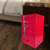 Maxbell Industrial NightStand Office Furniture End Table for Small Space Room Red