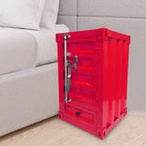 Maxbell Industrial NightStand Office Furniture End Table for Small Space Room Red