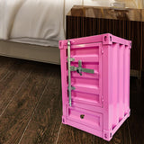 Maxbell Industrial NightStand Office Furniture End Table for Small Space Room Pink