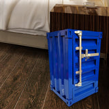 Maxbell Industrial NightStand Office Furniture End Table for Small Space Room Blue