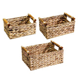 Maxbell Handmade Storage Basket Solid Water Hyacinth Basket for Kitchen Home Desktop Small