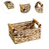Maxbell Handmade Storage Basket Solid Water Hyacinth Basket for Kitchen Home Desktop Small