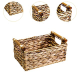 Maxbell Handmade Storage Basket Solid Water Hyacinth Basket for Kitchen Home Desktop Medium