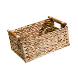 Maxbell Handmade Storage Basket Solid Water Hyacinth Basket for Kitchen Home Desktop Large