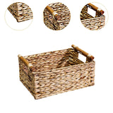Maxbell Handmade Storage Basket Solid Water Hyacinth Basket for Kitchen Home Desktop Large