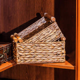 Maxbell Handmade Storage Basket Solid Water Hyacinth Basket for Kitchen Home Desktop Large