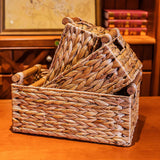 Maxbell Handmade Storage Basket Solid Water Hyacinth Basket for Kitchen Home Desktop Large