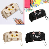 Maxbell Pencil Case Cat Cosmetic Bag for Boys Girls Children School, Office Supplies Beige
