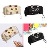 Maxbell Pencil Case Cat Cosmetic Bag for Boys Girls Children School, Office Supplies Beige