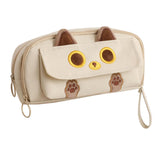 Maxbell Pencil Case Cat Cosmetic Bag for Boys Girls Children School, Office Supplies Beige