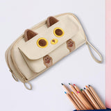 Maxbell Pencil Case Cat Cosmetic Bag for Boys Girls Children School, Office Supplies Beige