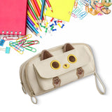 Maxbell Pencil Case Cat Cosmetic Bag for Boys Girls Children School, Office Supplies Beige