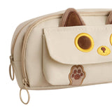 Maxbell Pencil Case Cat Cosmetic Bag for Boys Girls Children School, Office Supplies Beige