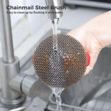 Maxbell Kitchen Cleaning Brush Reusable Metal Dish Scrubber for Barbecue Grills Pots Red