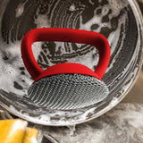 Maxbell Kitchen Cleaning Brush Reusable Metal Dish Scrubber for Barbecue Grills Pots Red