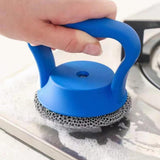 Maxbell Kitchen Cleaning Brush Reusable Metal Dish Scrubber for Barbecue Grills Pots Blue