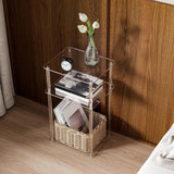 Maxbell Clear NightStand Table Narrow Bedside Table for Living Room 3 Tier End Table